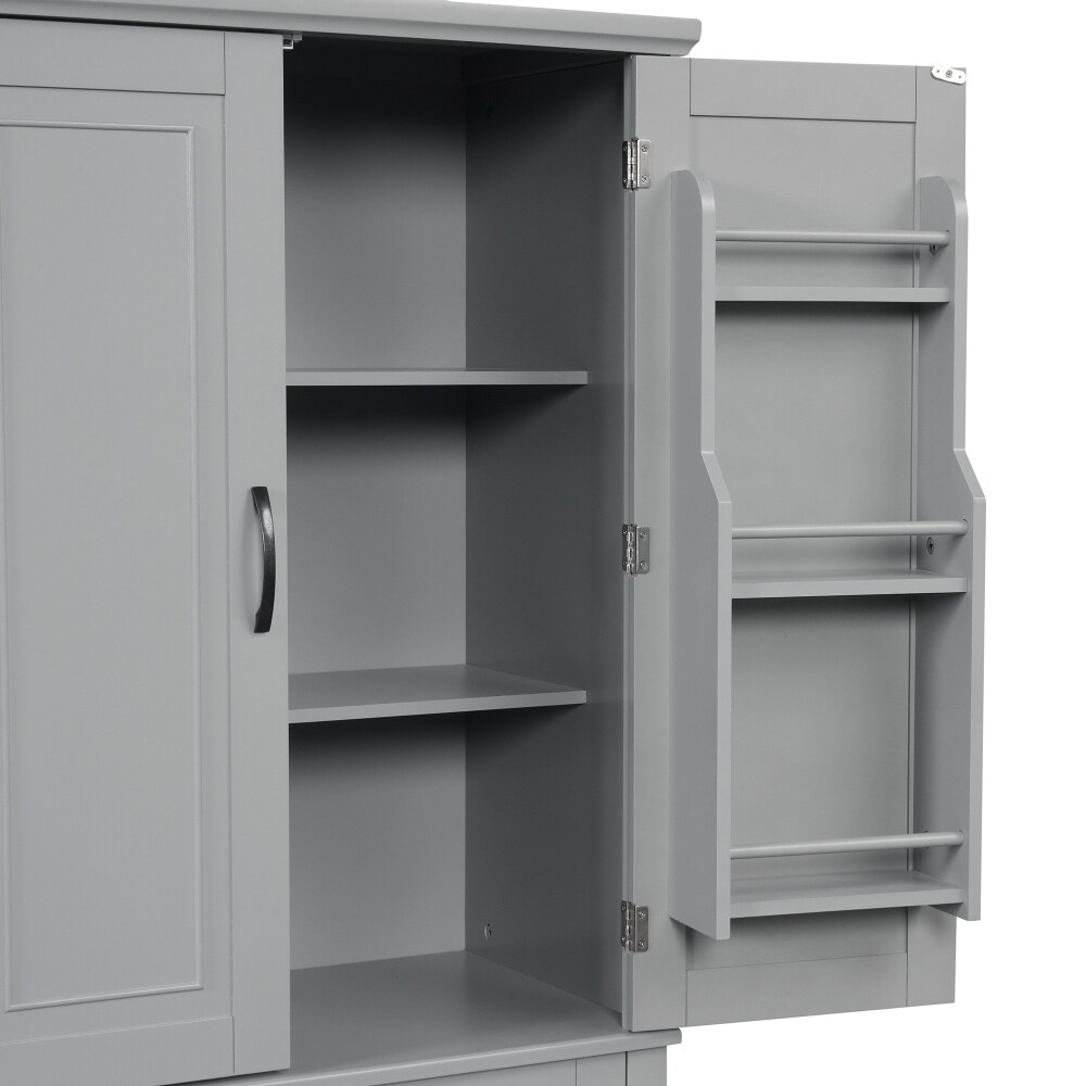 72.2'' H Bathroom Storage Cabinet with Doors and Drawer  Multiple Storage Space  Adjustable Shelf   72.2'' H