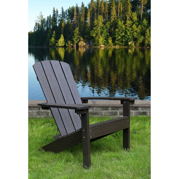 Lakeside Faux Wood Adirondack Outdoor Portable Chair Espresso Merry Products