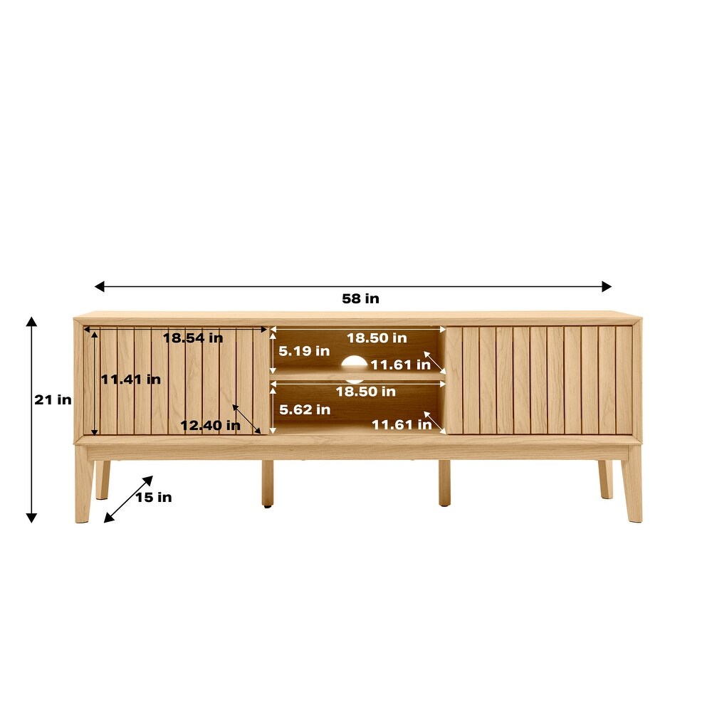 Damien 58 in. Farmhouse 3 Storage Sliding Door TV Stand Fits TVs up to 65 in. with Cable Management  by JONATHAN Y   58\