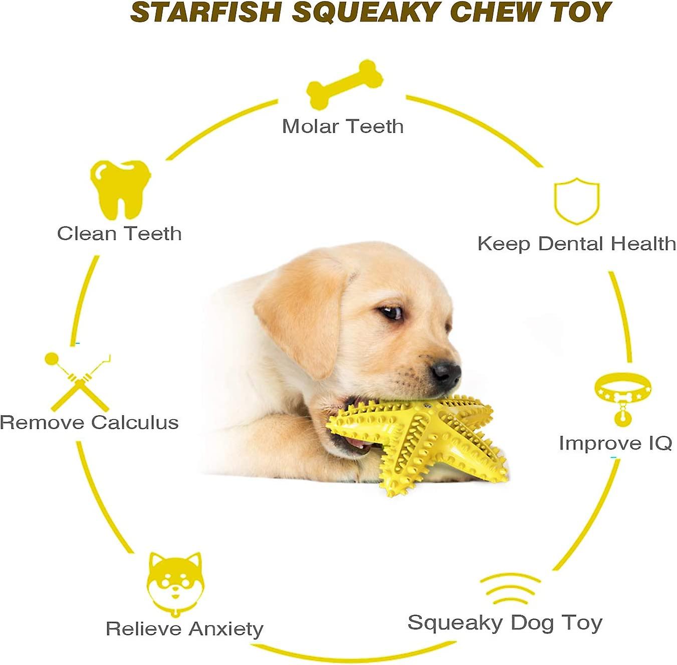 Dog Chew Toys Squeaky Dog Toys Dog Water Floating Toys Starfish Natural Tooth Brush Teeth Cleaning Toy For Small Medium Dog Yellow