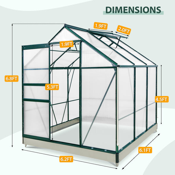 EAGLE PEAK 6 Ft. W x 6 Ft. D x 7 Ft. H Outdoor Walk-in Hobby Greenhouse