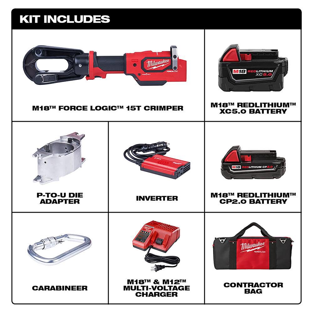 Milwaukee M18 FORCE LOGIC 15T Crimper Kit 2879-22 from Milwaukee