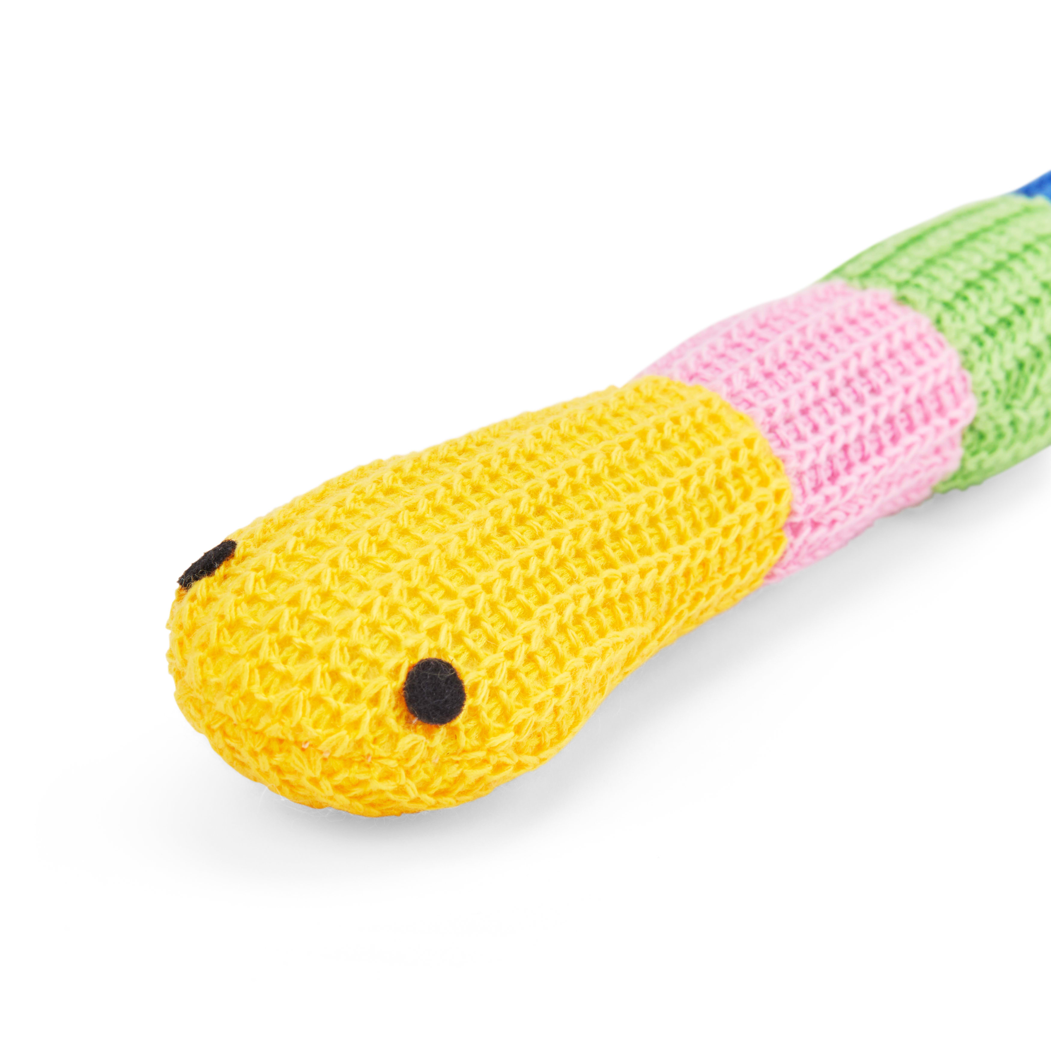 Leaps  Bounds Yellow Crochet Snake Cat Toy， X-Small