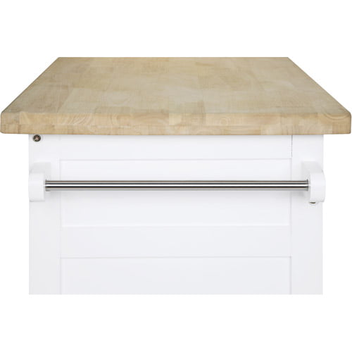 Mainstays Kitchen Island Cart with Drawer and Storage Shelves, White