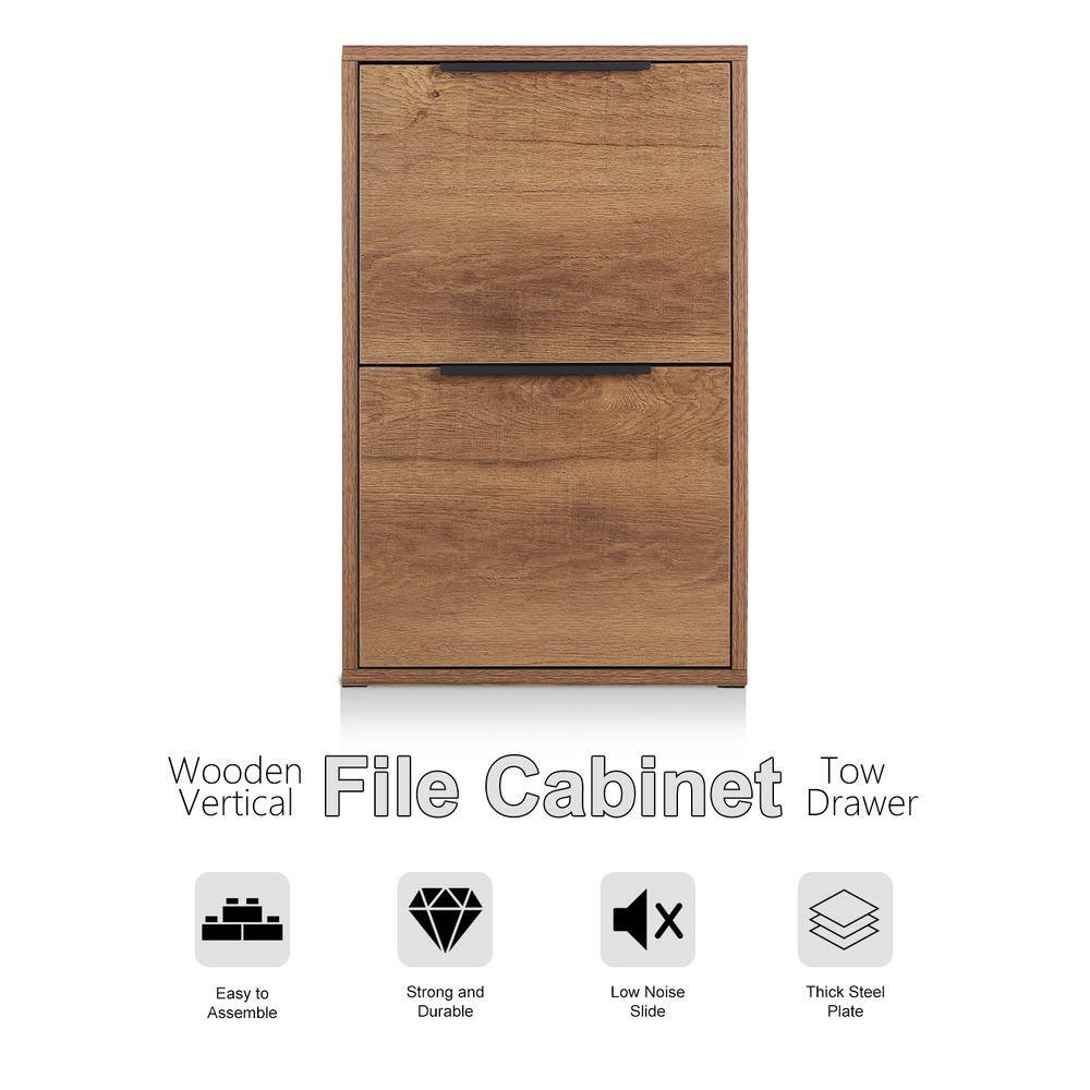 Double drawer wooden filing cabinet(brown) Brown8790