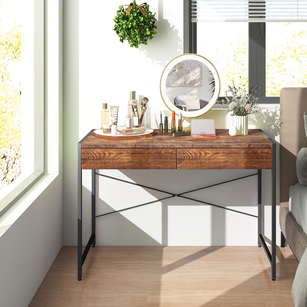 Costway Computer Desk Metal Frame Study Table Home Office Workstation