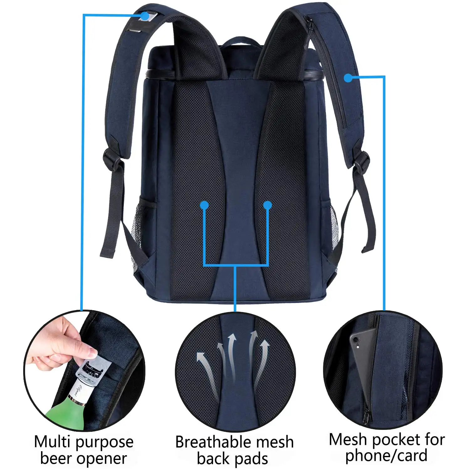 30 Cans Cooler Backpack Leakproof Insulated Waterproof Backpack Lightweight Soft Cooler Bags for Lunch Picnic Camping Hiking