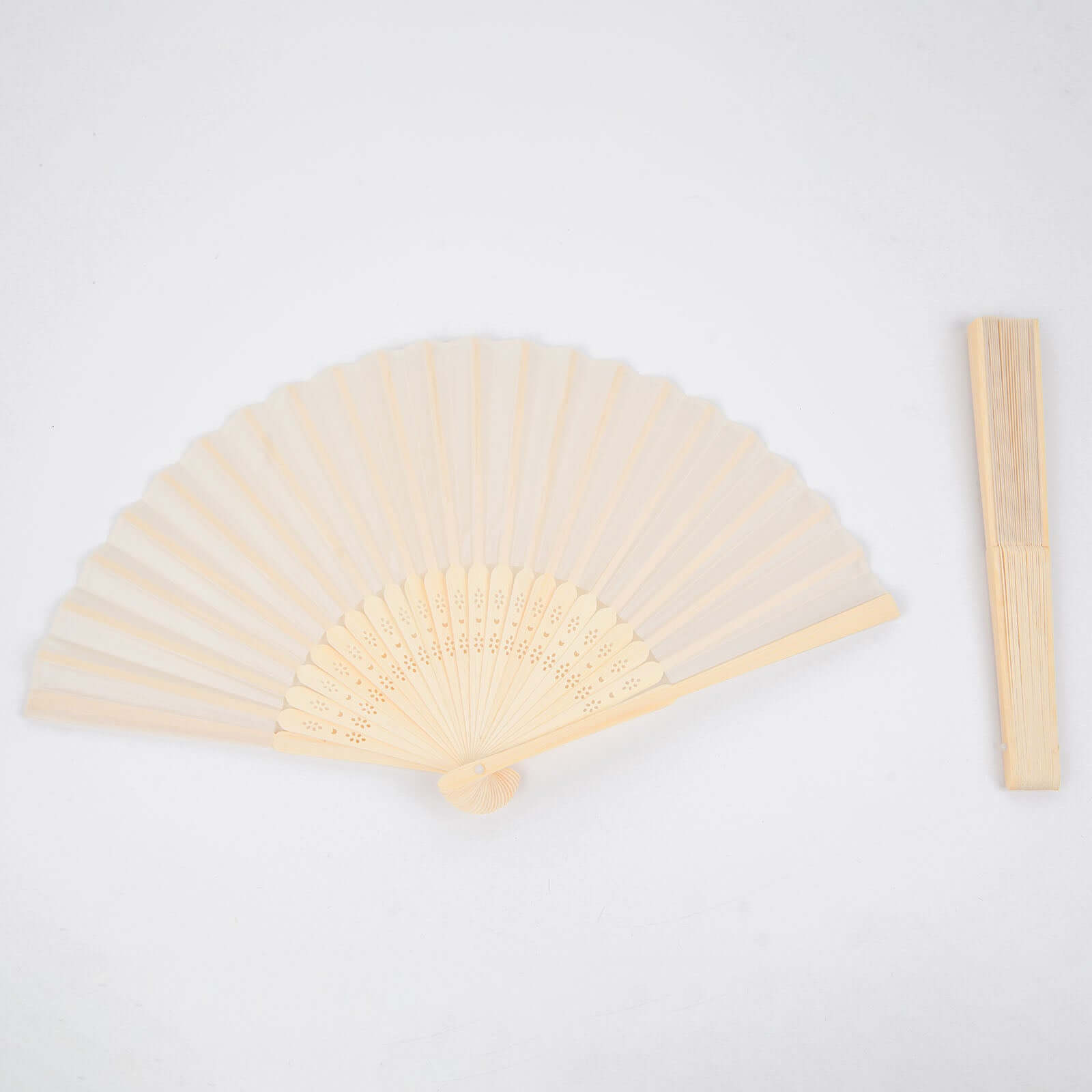 5 Pack Ivory Asian Silk Folding Fans Party Favors, Oriental Folding Fan Favors