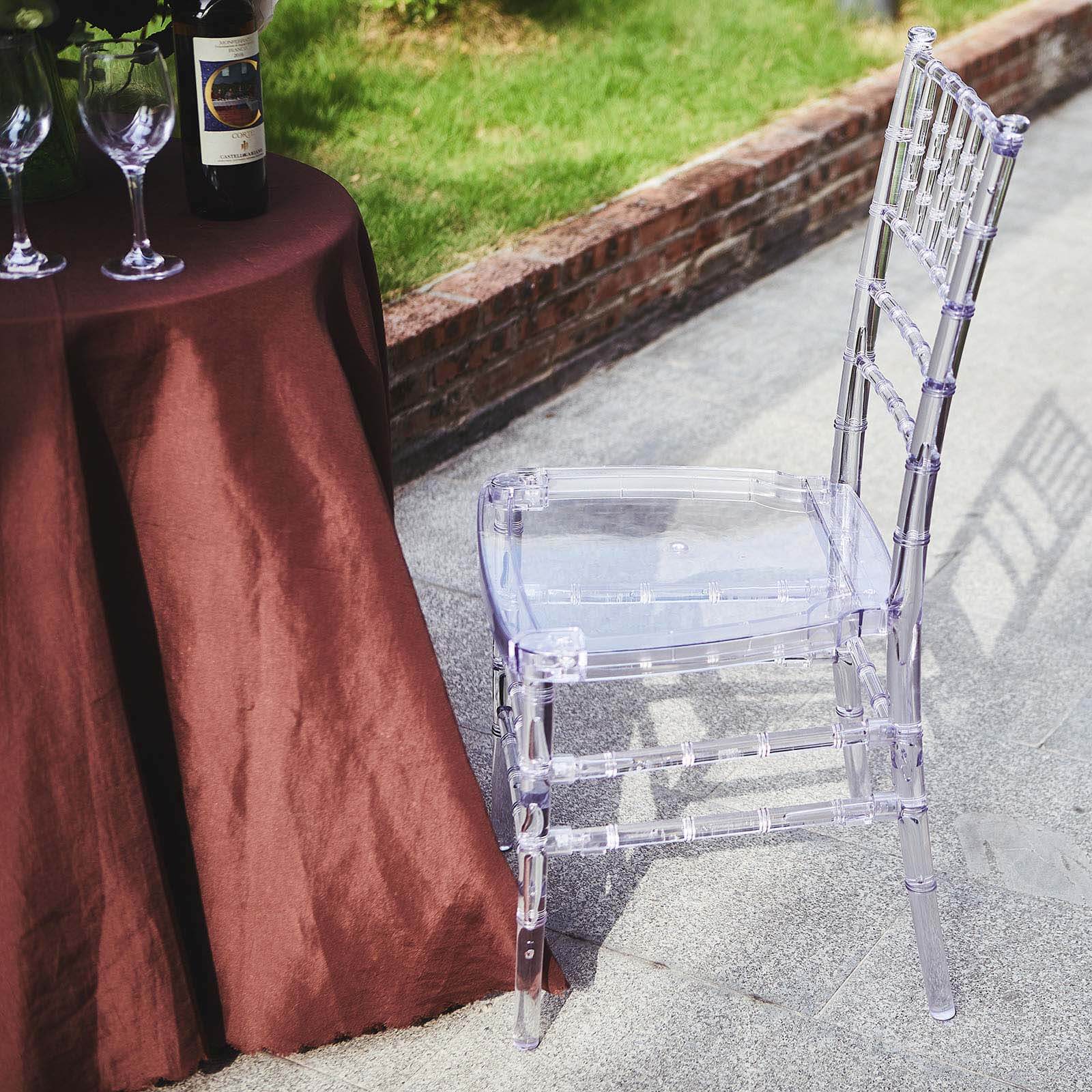 Clear Resin Transparent Chiavari Chair, Armless Stackable Event Chair