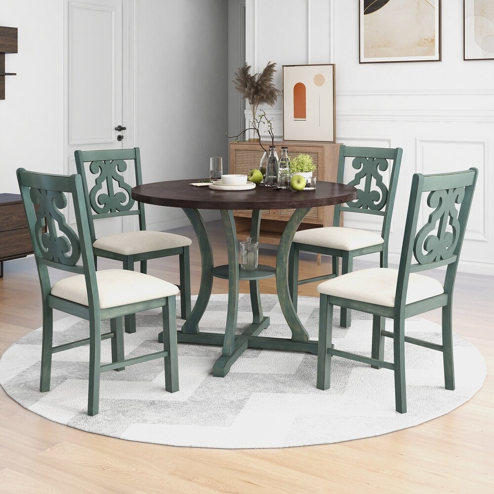 5 Piece Round Dining Table and Chair Set