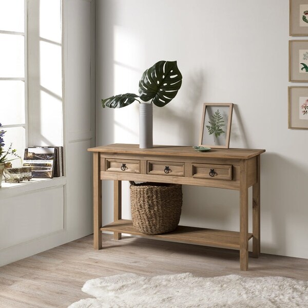 Wood Hall Table Console 3 Drawers Corona | Furniture Dash - N/A