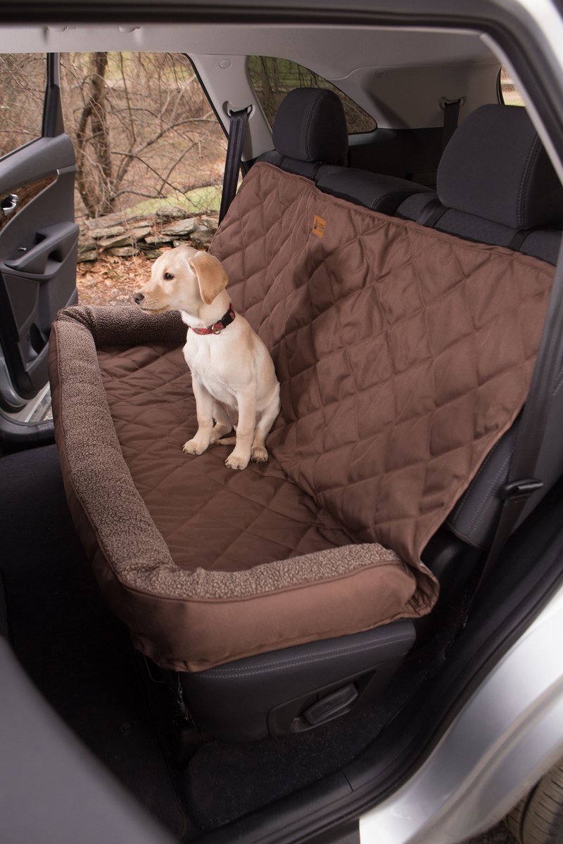 3 Dog Pet Supply Car Seat Protector with Fleece Bolster， Large， Chocolate