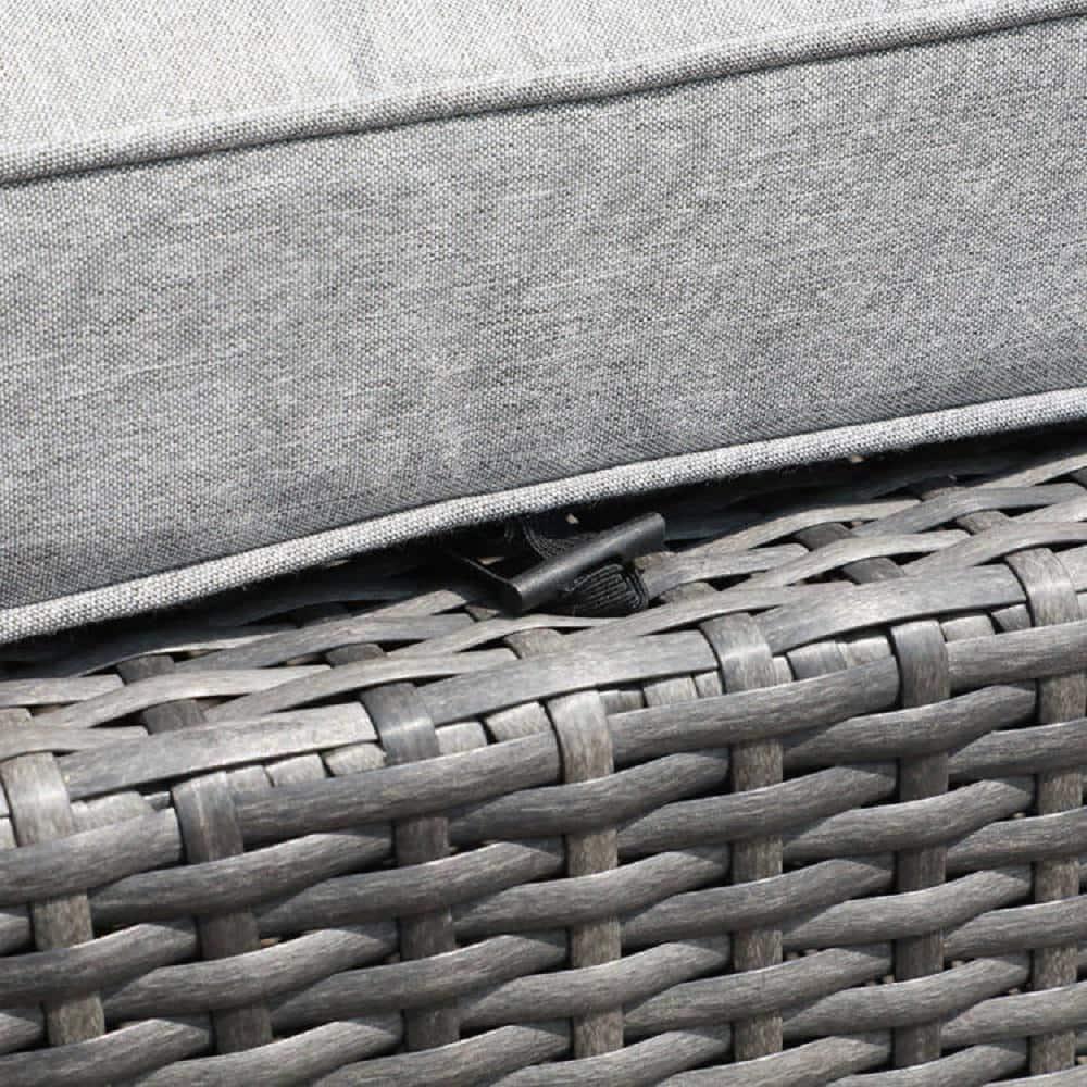 Patiorama 2Piece Wicker Outdoor Patio Ottomans with Grey Cushions