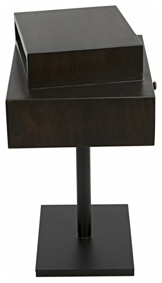 Noir Enola Eclectic 2 Drawer Side Table  Ebony Walnut  Steel Base  19 quotW   Transitional   Side Tables And End Tables   by GwG Outlet  Houzz