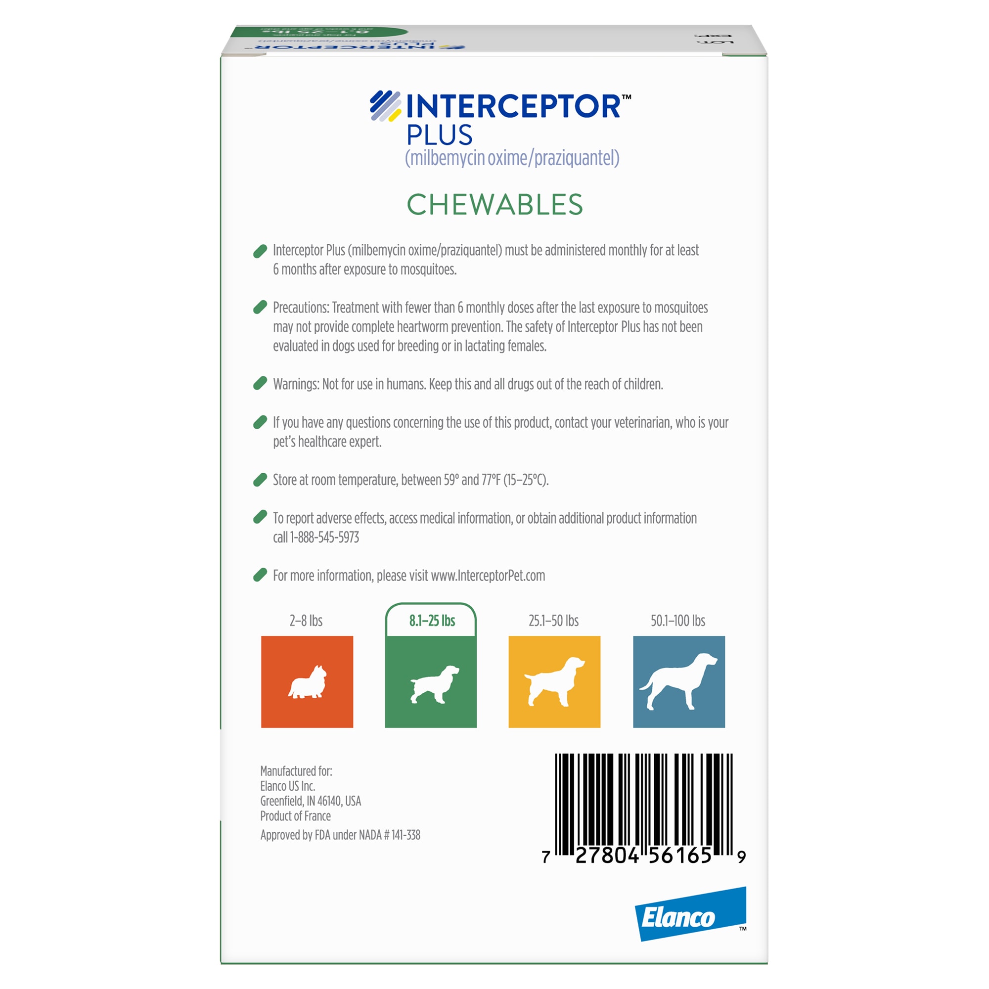 Interceptor Plus Chewables for Dogs 8 to 25 lbs.， 6 Month Supply