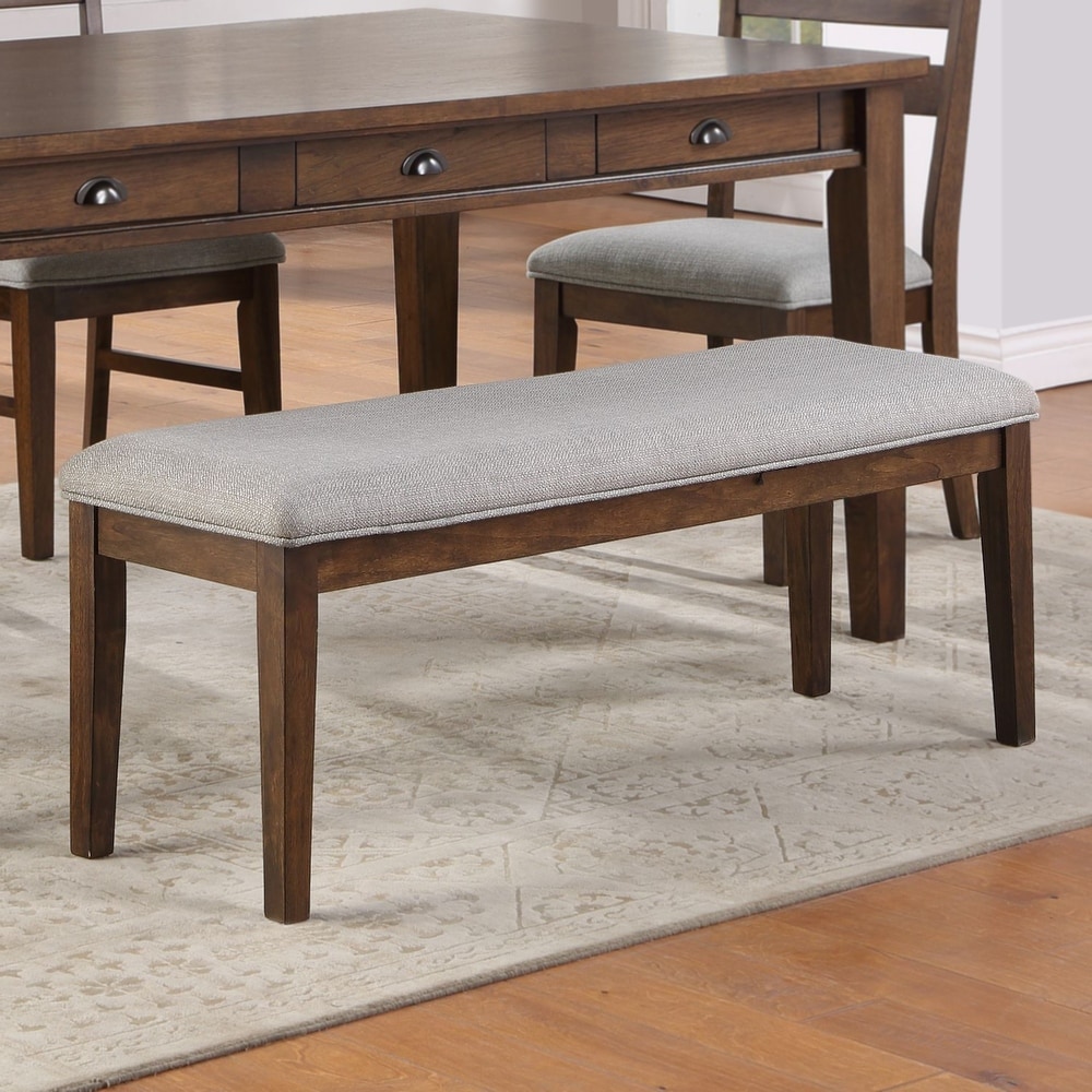 Copper Grove Ohey Warm Walnut Upholstered Seat Dining Bench