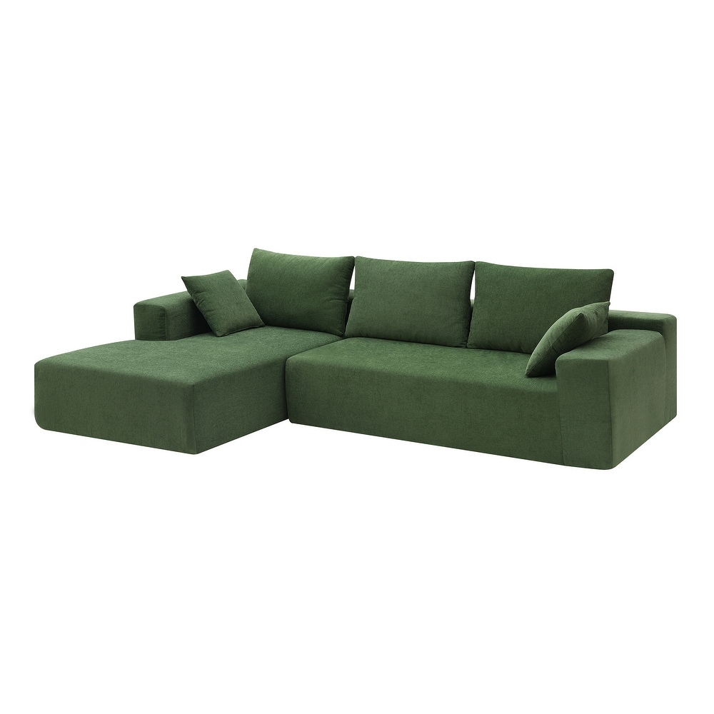 Minimalist Style Modular Sectional Sofa Chenille Fabric L Shape Couch Set with 2 Pillows