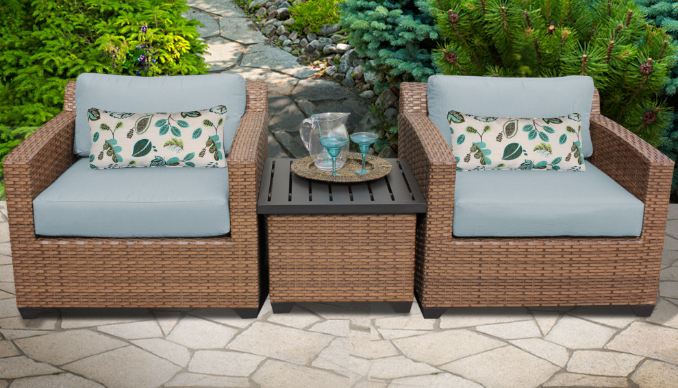 TK Classics Laguna 3 Piece Outdoor Wicker Sofa Set 03a in Aruba   Tropical   Outdoor Lounge Sets   by TKClassics  Houzz