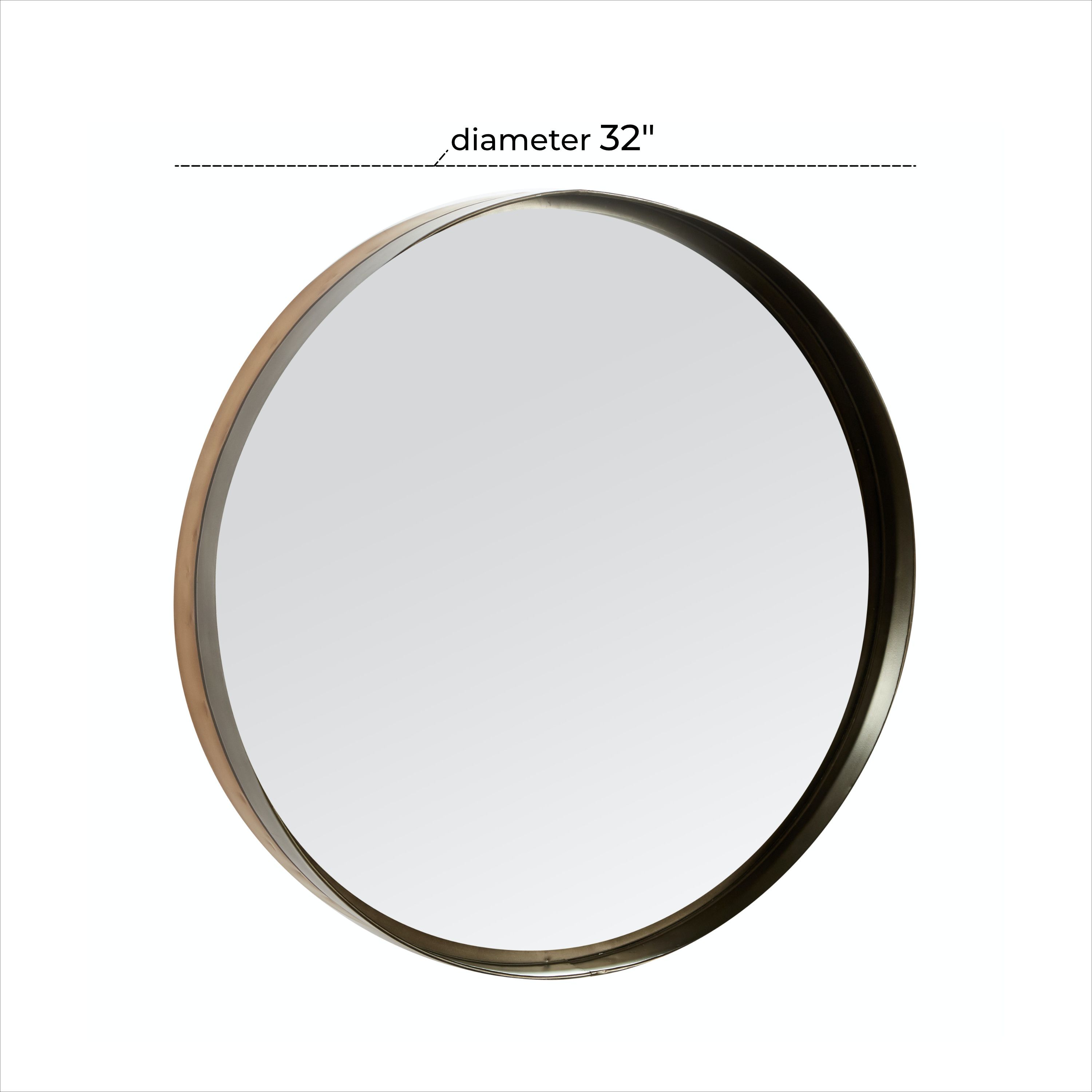 Black Metal Modern Wall Mirror 32 x 32 x 5