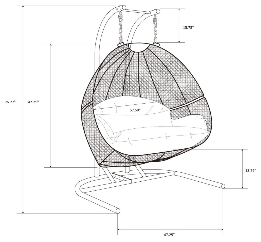 LeisureMod 2 Person Beige Wicker Double Hanging Egg Swing Chair   Tropical   Hammocks And Swing Chairs   by LeisureMod  Houzz