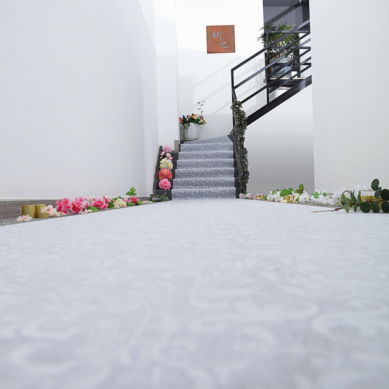 White Floral Lace Aisle Runner 36