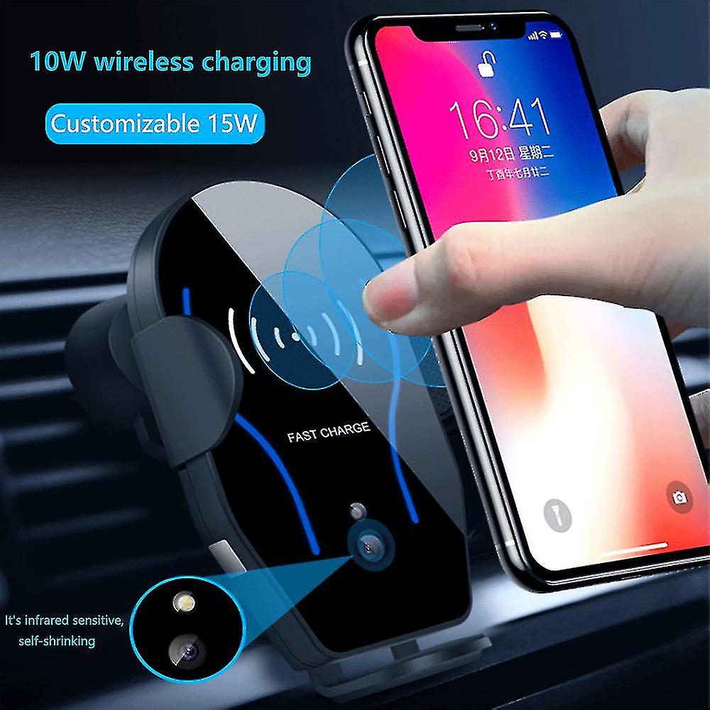 Wireless Car Charger Mount-triangle Linkage Automatic Clamping 10w Fast Charging Air Vent Phone Holder，infrared Sensing Compatible With Iphone 11 Pro