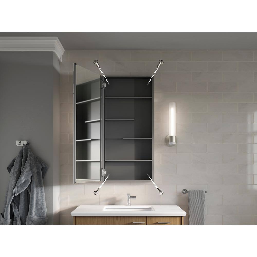 KOHLER Maxstow 20 in. x 40 in. Surface-Mount Medicine Cabinet with Mirror in Dark Anodized Aluminum K-81148-DA1