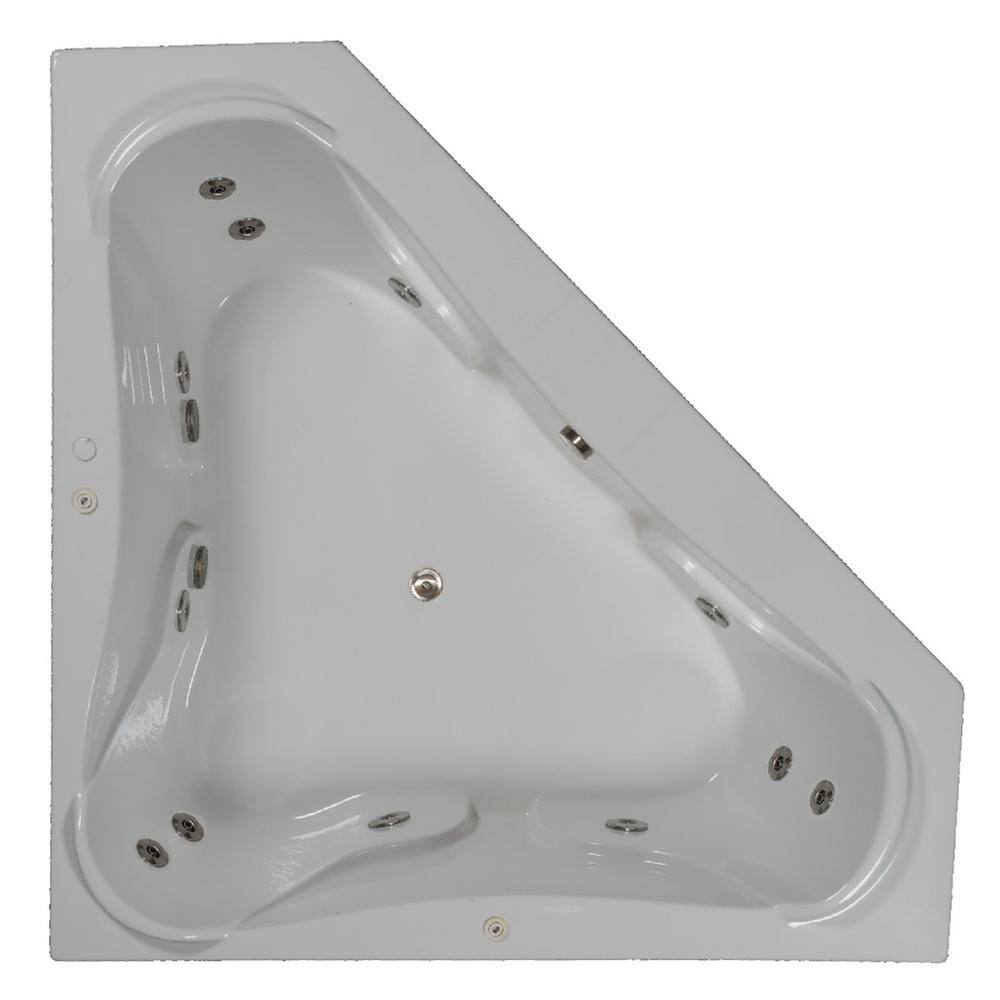 Comfortflo 72 in. Acrylic Corner Drop-in Whirlpool Bathtub in White W7272 White