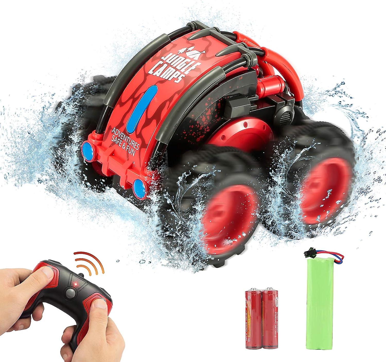 Remote Control Car For Boys，?2.4 Ghz Remote Control Boat Waterproof Rc Monster Truck Stunt Car 4wd Remote Control Vehicle Suitable For Use On Land And