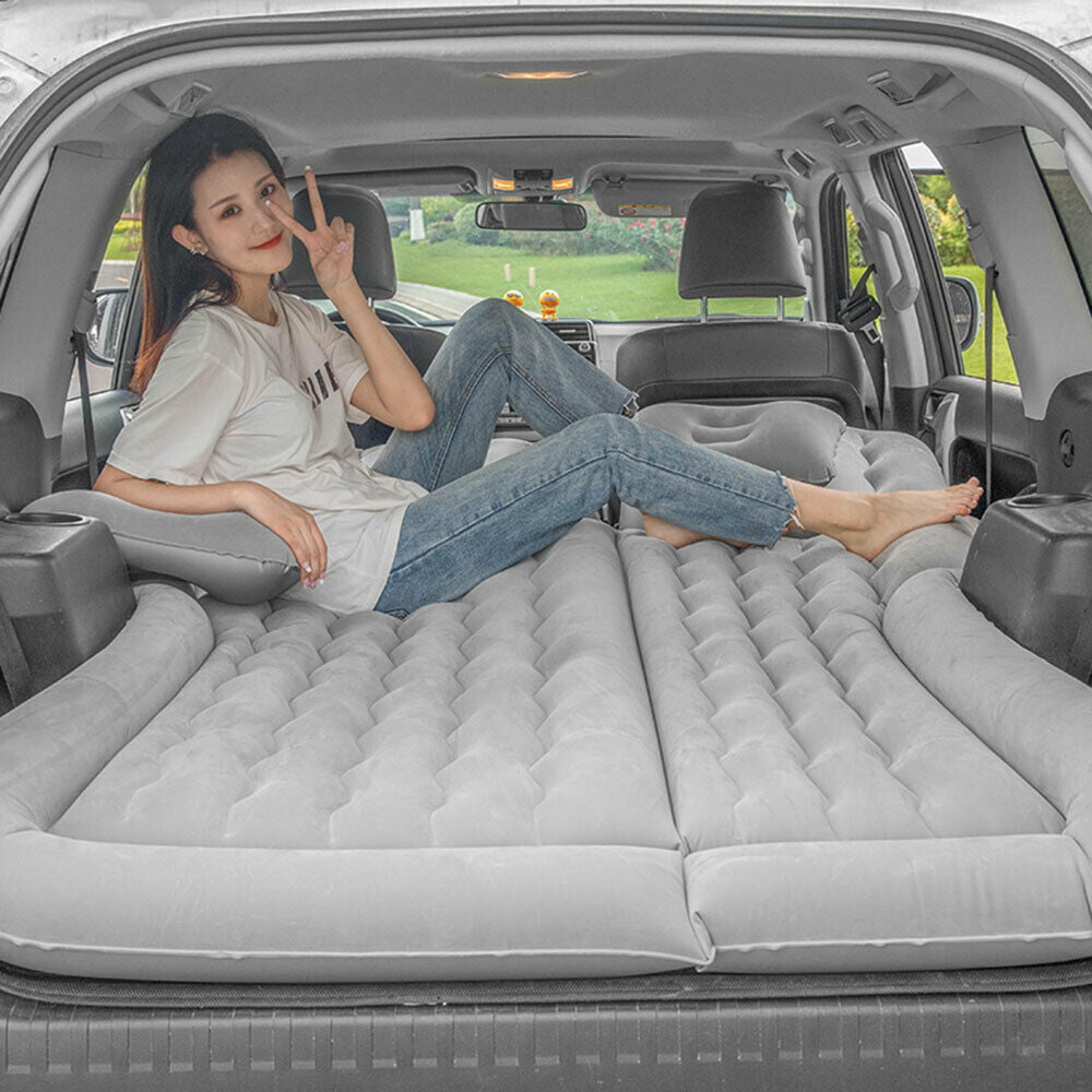 SHZICMY Car Inflatable Air Bed Travel Mattress Seat Sleep Cushion Mat Pillow Pump Camp Gray