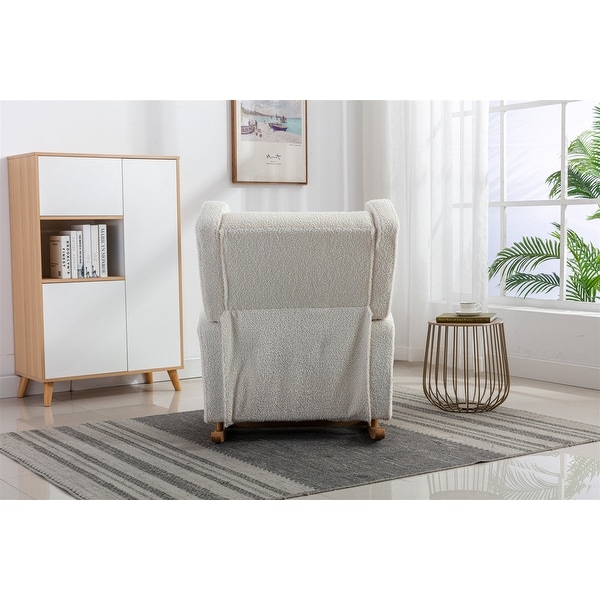 Contemporary Style Living Room Comfortable Polyester with Upholstery Rocking Chair Accent Chair with Solid Rubber Wood Legs