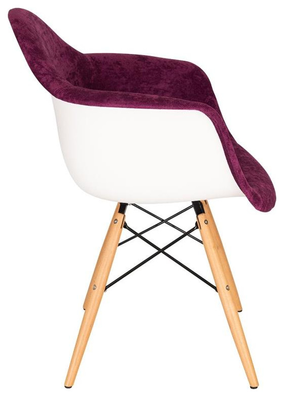 LeisureMod Willow Velvet Armchair Eiffel Wooden Base In Purple   Midcentury   Dining Chairs   by Homesquare  Houzz