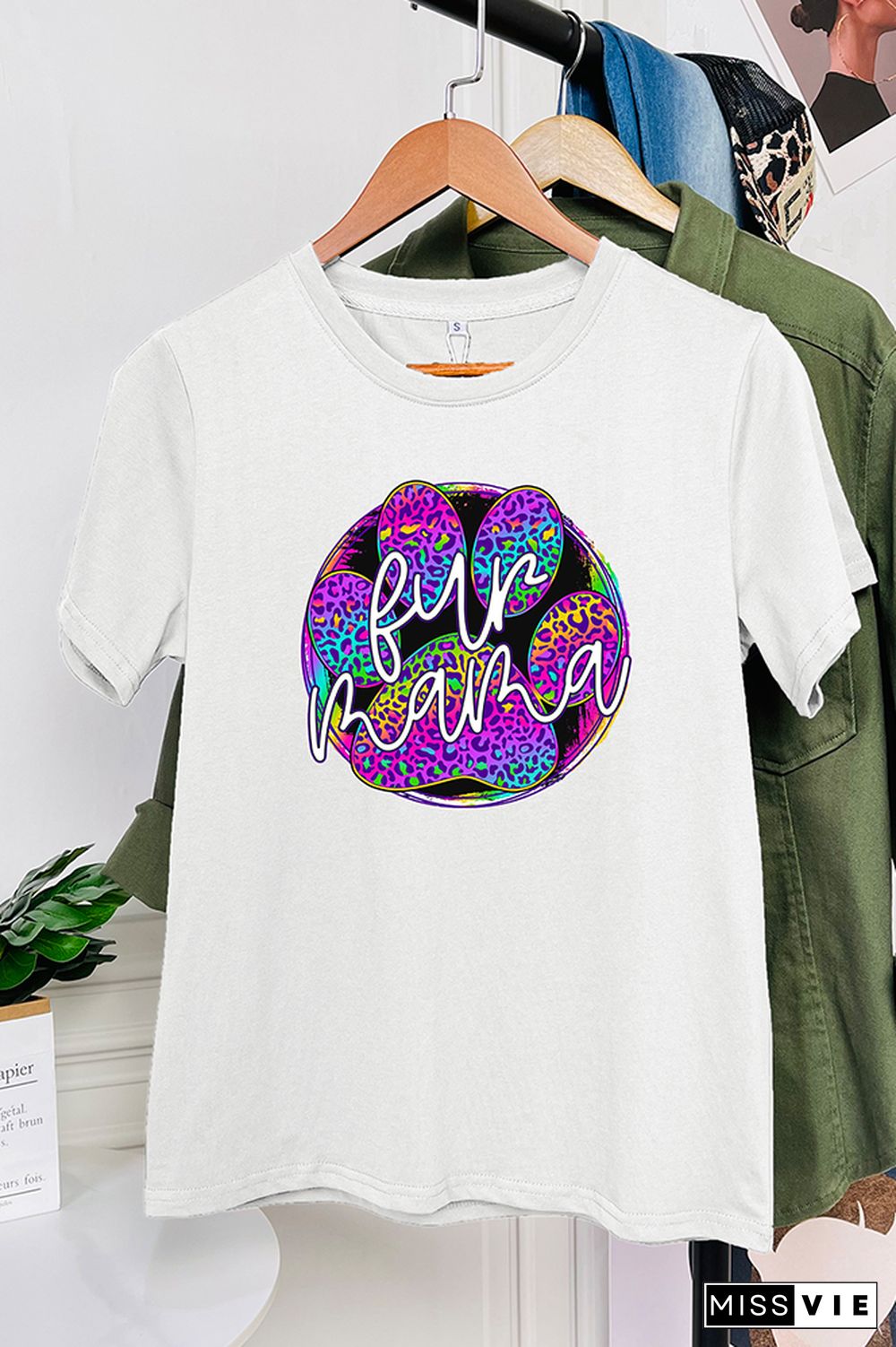 Fur Mama Print Summer Graphic Tee Wholesale