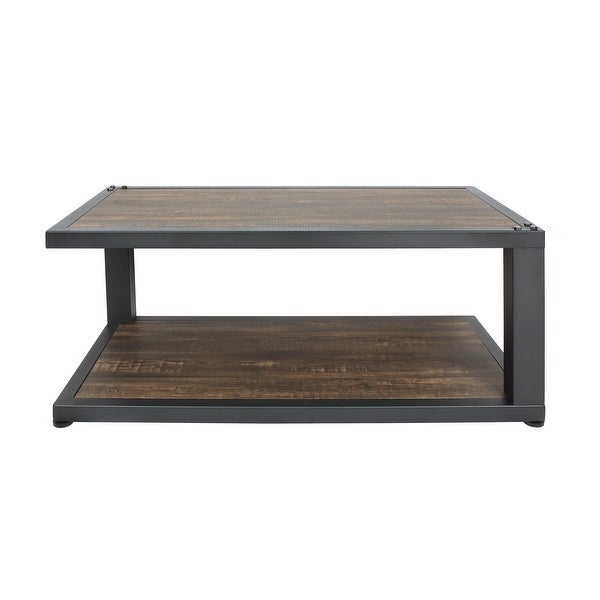 Furniture of America Farrow Dark Walnut and Sand Black Coffee Table