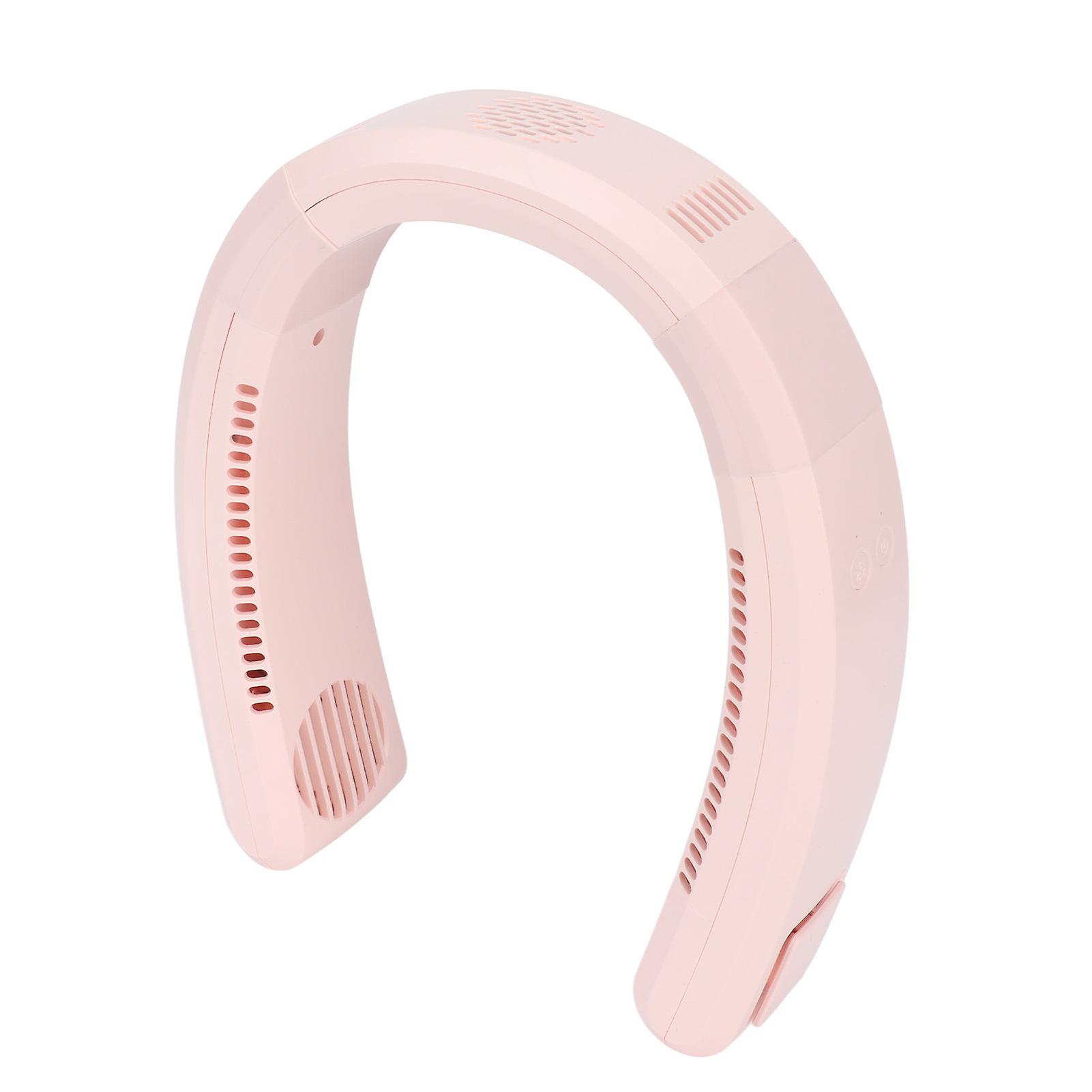 Neck Fan USB Charging 80 Holes 4000 to 5500rpm High Poly Wind Wearable Fan Portable Fan for Household Outdoor Pink