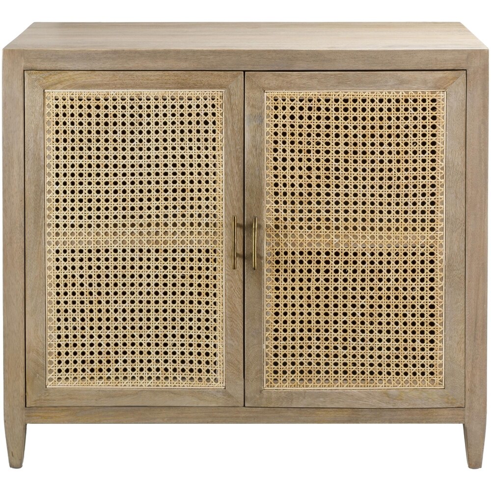 Mile Wood and Rattan Storage Cabinet