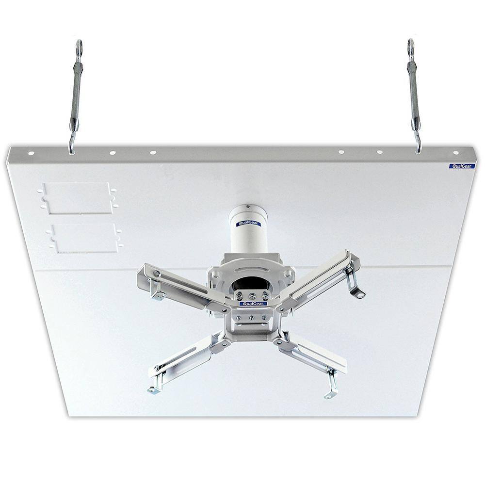 QualGear 2 ft. x 2 ft. Pro-AV Projector Mount Kit with a Suspended Ceiling Adapter White QG-KIT-S2-3IN-W