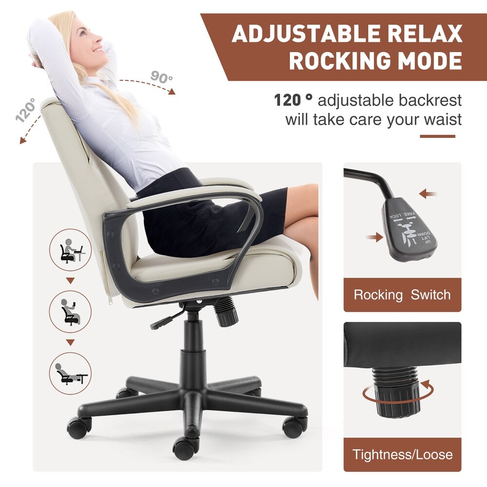 Mid Back Desk Chair Swivel Office Chair Accnet Chair with Padded Armrests