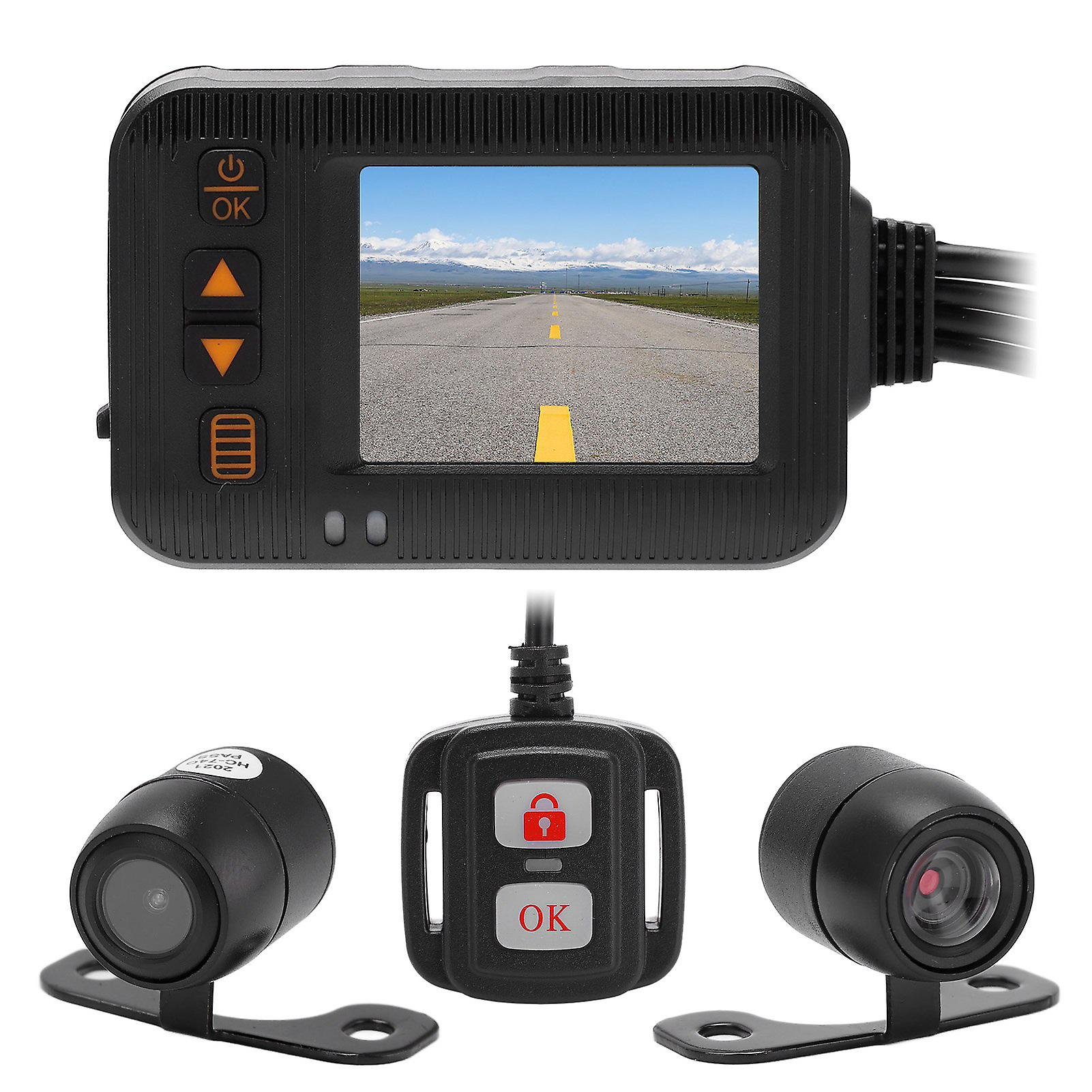 2in Motorcycle Driving Recorder 1080p+720p Hd Lens Waterproof Dvr Dash Cam Loop Recording