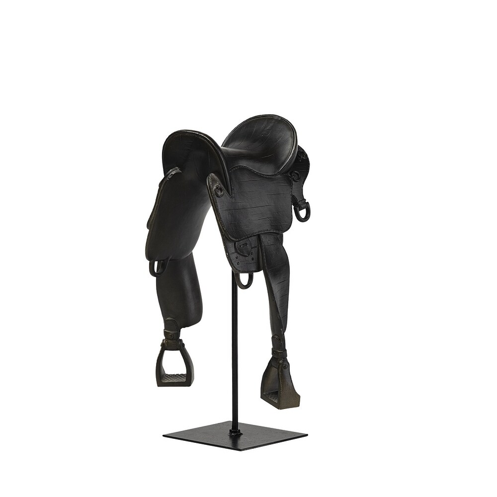 Black Horse Saddle Sculpture