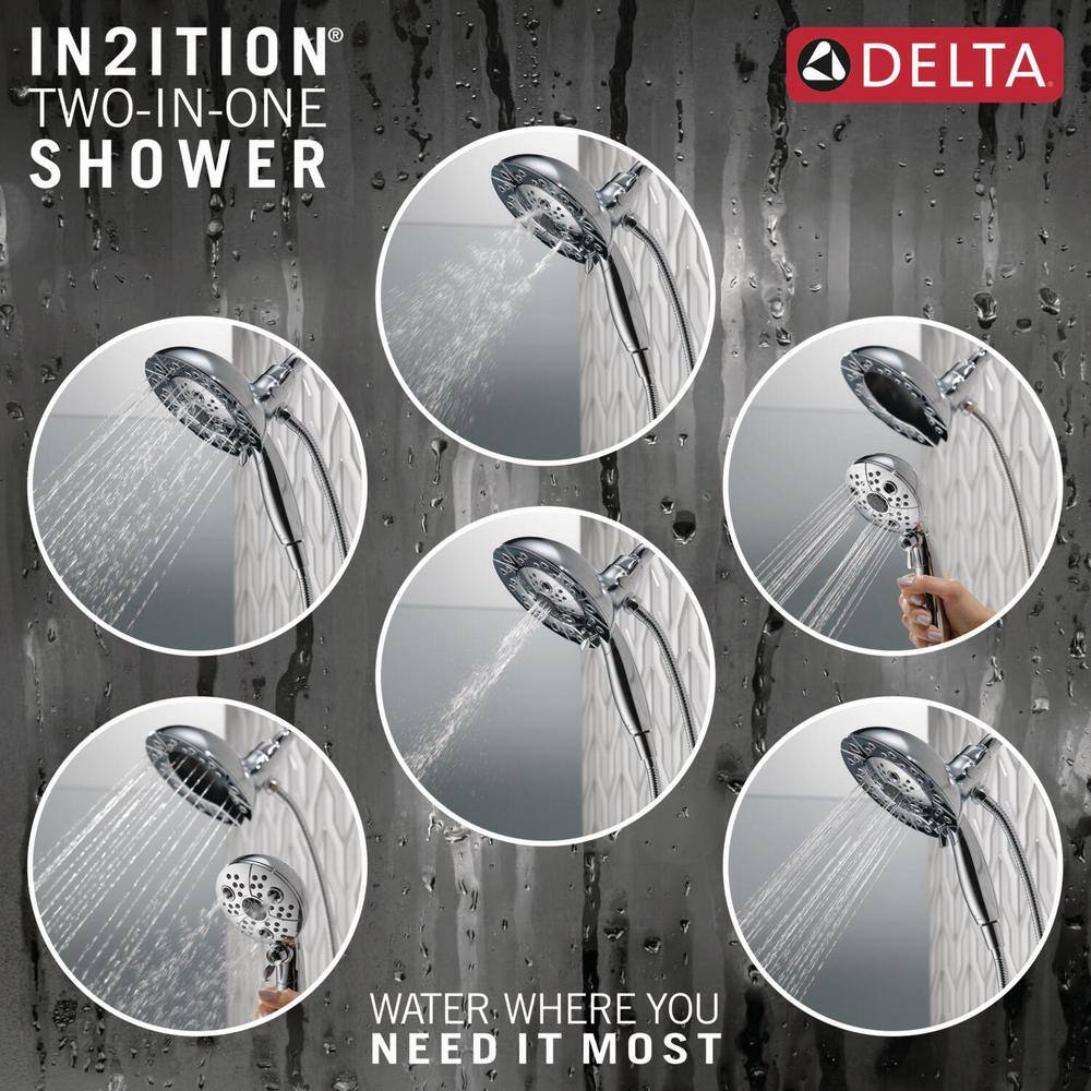 Delta In2ition 5-Spray Patterns 2.5 GPM 6.88 in. Wall Mount Dual Shower Heads in Lumicoat Chrome 58480-PR25-PK