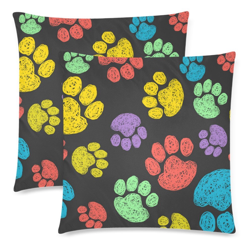 MKHERT Paw Print Throw Pillowcase Pillow Cover Cushion Couver 18x18 inch, Set of 2