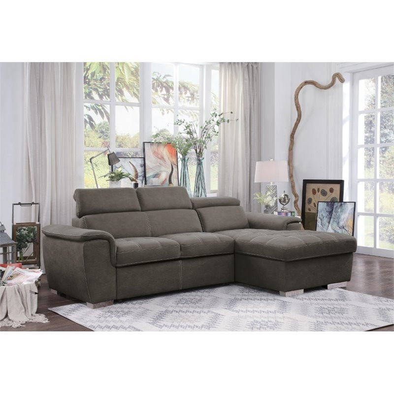 Elenor 2 Piece Set Sectional Sofa With Pull Out Bed And Storage   Contemporary   Sectional Sofas   by Homesquare  Houzz