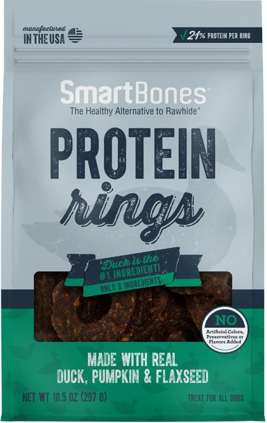 SmartBones Protein Rings Real Duck， Pumpkin and Flaxseed Dog Treats