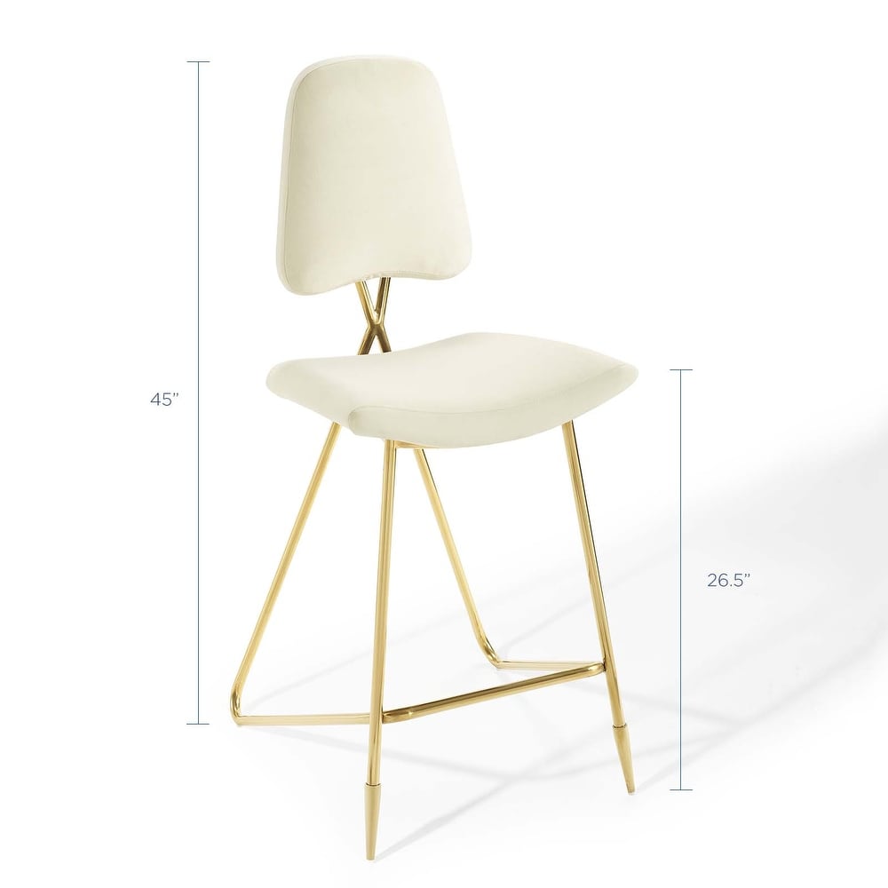 Modway Ponder Performance Velvet Bar Stool  Ivory