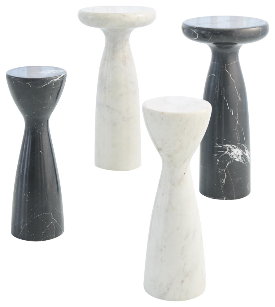 Marble Tower Table  White  Small   Contemporary   Side Tables And End Tables   by Buildcom  Houzz