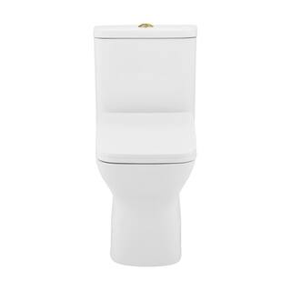 Swiss Madison Carre 1-piece 1.11.6 GPF Dual Flush Square Toilet in Glossy White with Brushed Gold Hardware Seat Included SM-1T256HG