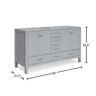 ARIEL Cambridge 60 in. W Vanity Cabinet Only in Grey A061D-BC-GRY