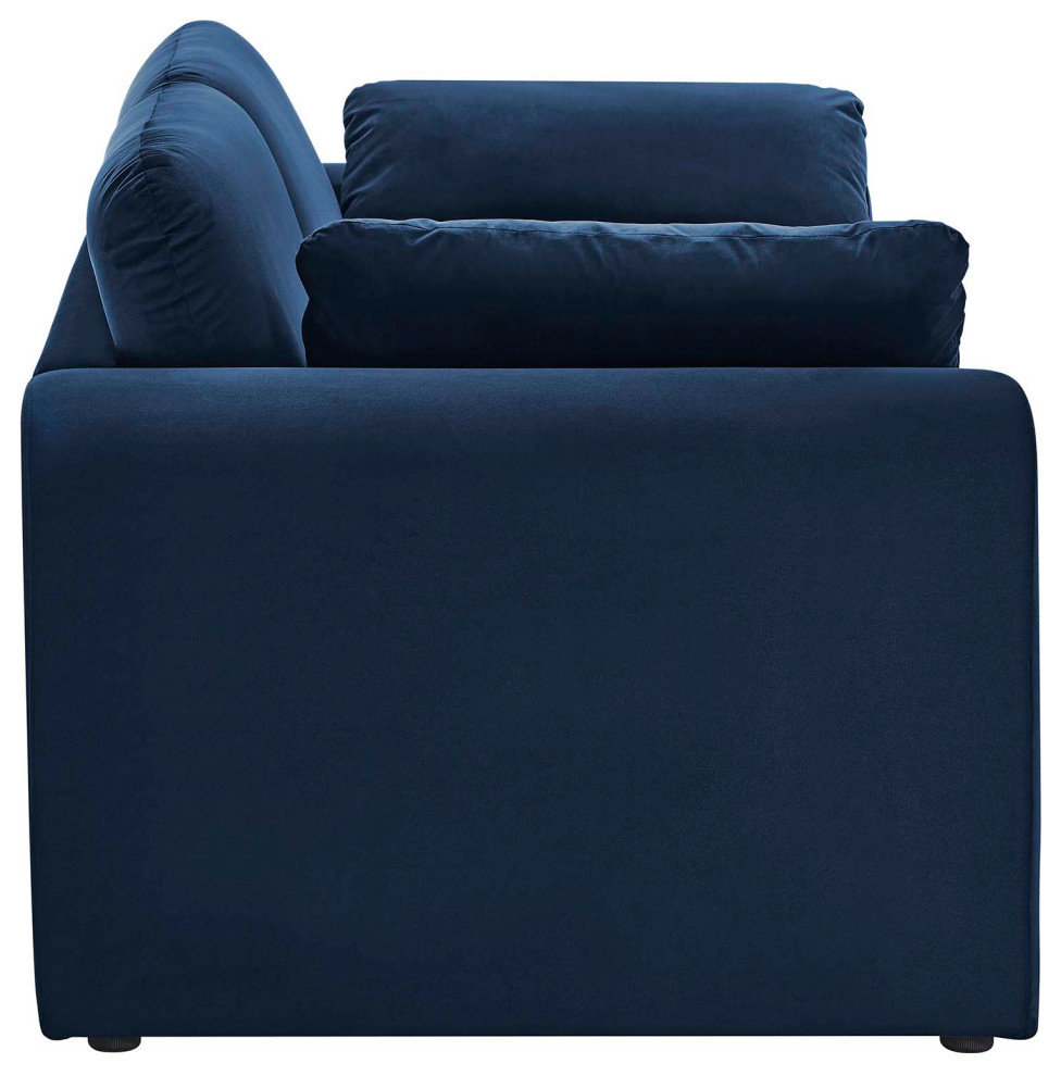 Waverly Performance Velvet Sofa  Midnight Blue   Contemporary   Sofas   by First of a Kind USA Inc  Houzz