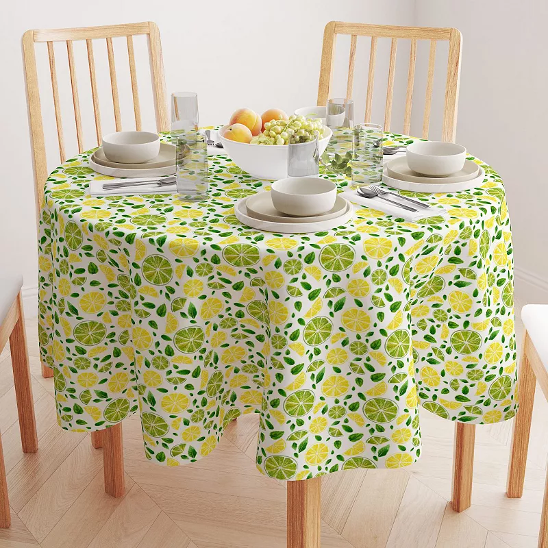 Round Tablecloth， 100% Cotton， 60 Round， Citrus Summer